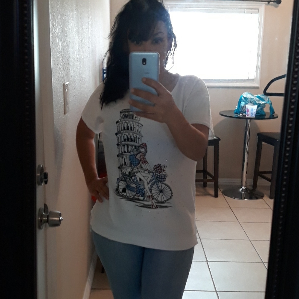 Girly Top with rhinestones on front